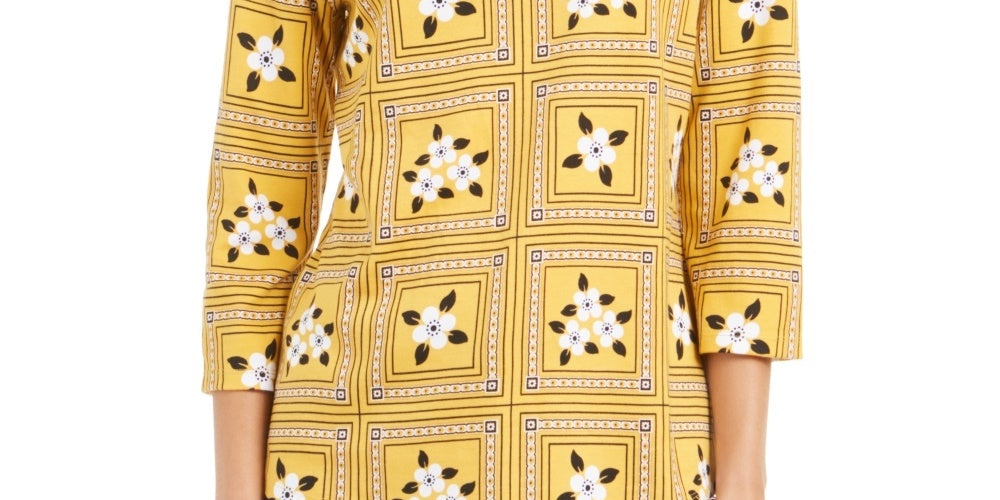 Charter Club Women's Tile-Print Top Gold Size XX- Large