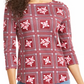 Charter Club Women's Printed 3/4 Sleeve Cotton Top Red Size Petite Large