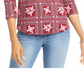 Charter Club Women's Printed 3/4 Sleeve Cotton Top  Red Size Petite X-Large