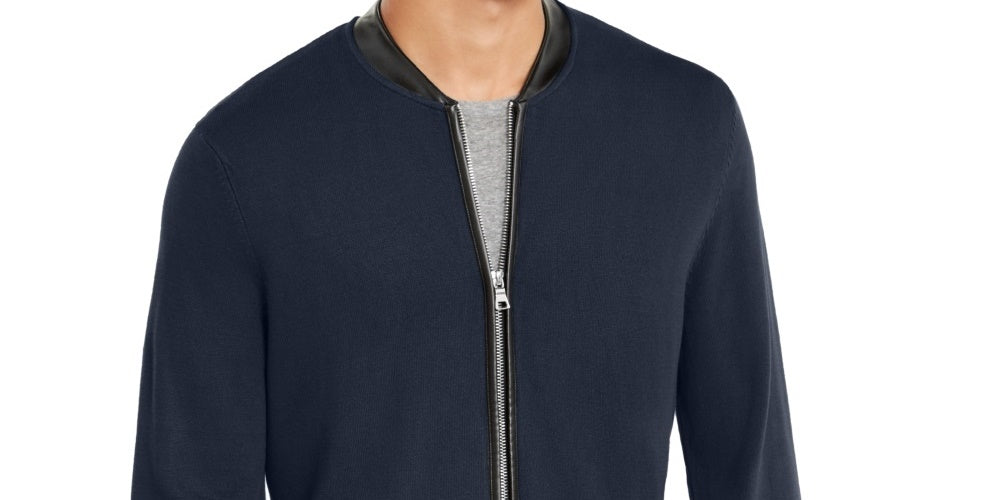 INC International Concepts Men's Zip-Front Cardigan Dark Blue Size Large