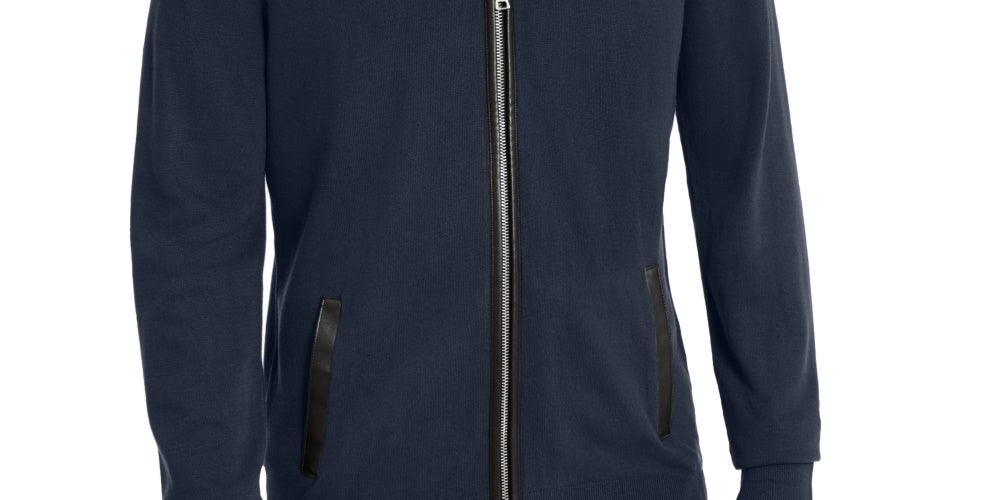 INC International Concepts Men's Zip-Front Cardigan Dark Blue Size Large