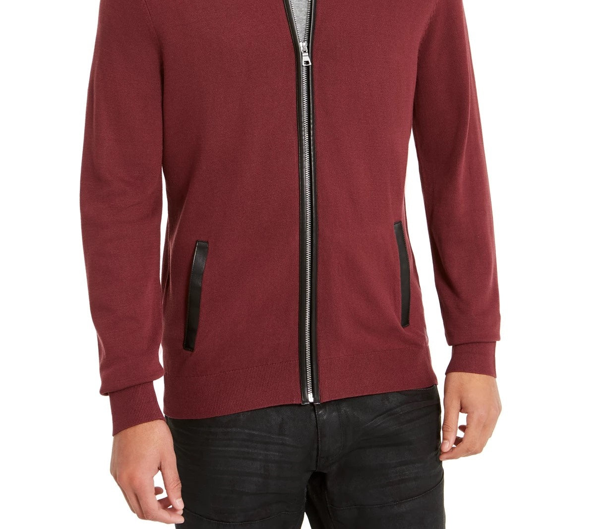 INC International Concepts Men's Zip-Front Cardigan Red Size X-Small