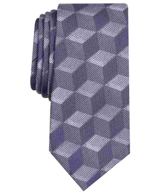 Alfani Men's Alden Silk Blend Geometric Neck Tie Gray Size Regular