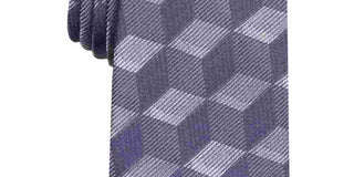 Alfani Men's Alden Silk Blend Geometric Neck Tie Gray Size Regular