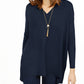 Style & Co Women's V-Neck Tunic Sweater Navy Size Small