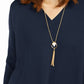 Style & Co Women's V-Neck Tunic Sweater Navy Size Small