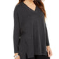 Style & Co Women's V-Neck Tunic Sweater Dark Gray Size Medium