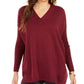 Style & Co Women's V Neck Tunic Sweater Red Size Medium