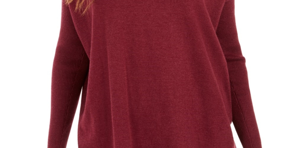 Style & Co Women's V Neck Tunic Sweater Red Size Medium