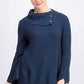 Style & Co Women's Scalloped Hem Ribbed Sweater  Blue Size Small
