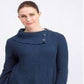 Style & Co Women's Scalloped Hem Ribbed Sweater  Blue Size Small