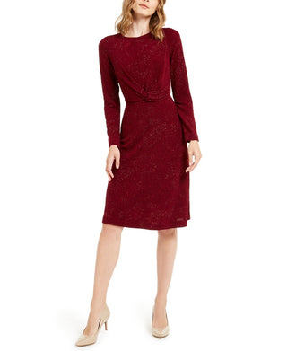 Alfani Women's Tonal Twist Waist Dress Red Size XX-Large