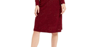 Alfani Women's Tonal Twist Waist Dress Red Size XX-Large