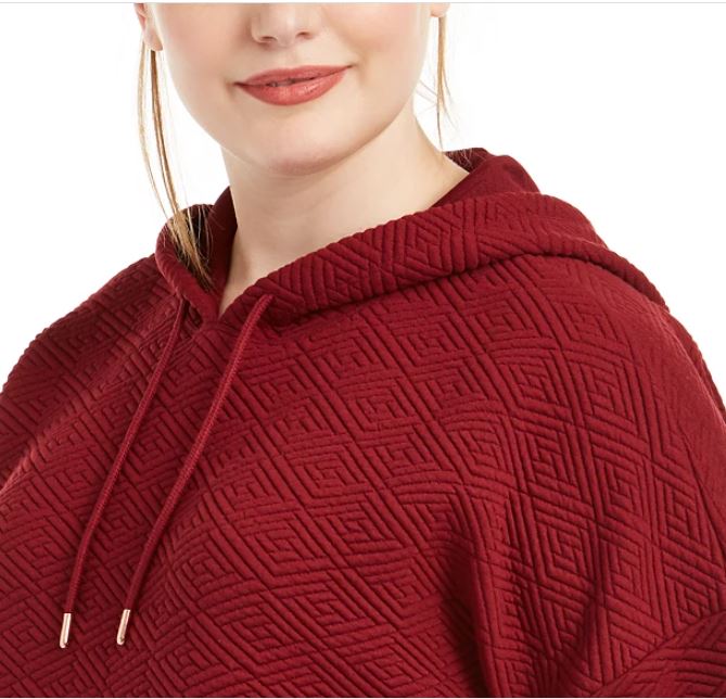 Ideology Women's Plus Warm Up Side Zip Hoodie Red Size 2X