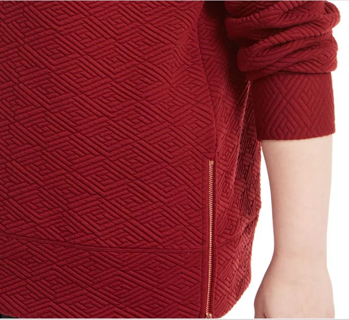 Ideology Women's Plus Warm Up Side Zip Hoodie Red Size 2X