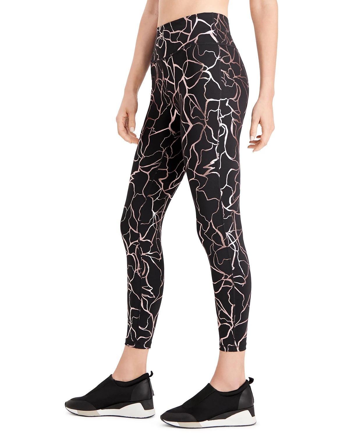 Ideology Women's Printed Luster Leggings Black Size X-Small