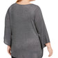 Alfani Women's Plus Size Metallic Tie-Front Top  Dark Gray Size 1X