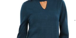 Style & Co Women's Mock-Neck Keyhole Sweater Dark Blue Size XX-Large
