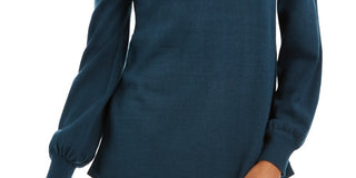 Style & Co Women's Mock-Neck Keyhole Sweater  Blue Size XX-Large