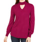 Style & Co Women's Mock Neck Keyhole Sweater Purple Size Large