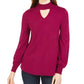 Style & Co Women's Mock Neck Keyhole Sweater Red Size X-Large