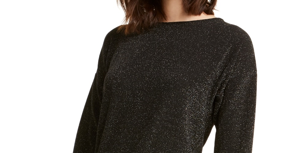 Alfani Women's Metallic Peplum Top Black Size XX-Large