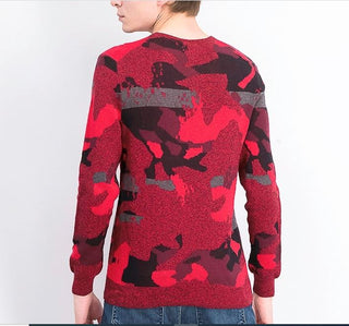 Alfani Men's Abstract Jacquard Crewneck Sweater Red Size Small