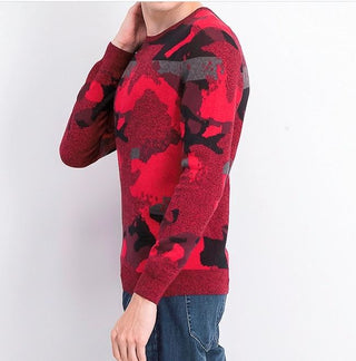 Alfani Men's Abstract Jacquard Crewneck Sweater Red Size Small