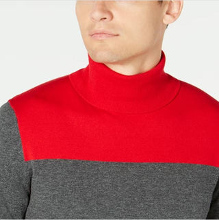 Alfani Men's Blocked Turtleneck Sweater Wine Size Small