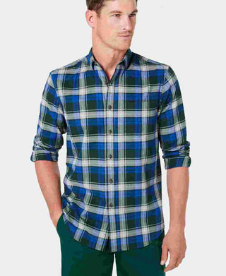 Club Room Men's Stretch Plaid Shirt Green Size Medium