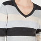 Karen Scott Women's Colorblocked V-Neck Cotton Sweater Brown Size Medium