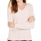 Maison Jules Women's Chenille V Neck Pullover Sweater Pink Size Small