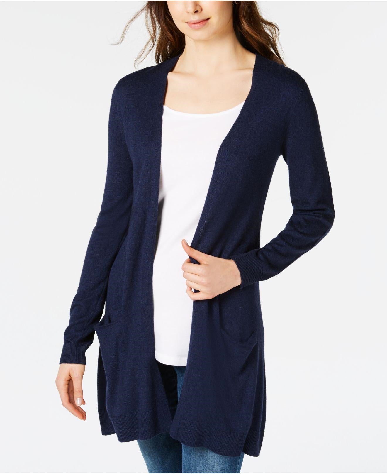 Maison Jules Women's Open-Front Cardigan Sweater Blue Size X-Small