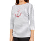 Karen Scott Women's Studded Anchor Top Red Size Small