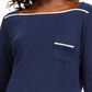 Karen Scott Women's Piping Trim T-Shirt Navy Size Petite Large
