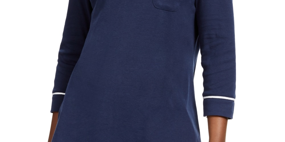 Karen Scott Women's Piping Trim T-Shirt Navy Size Petite Large