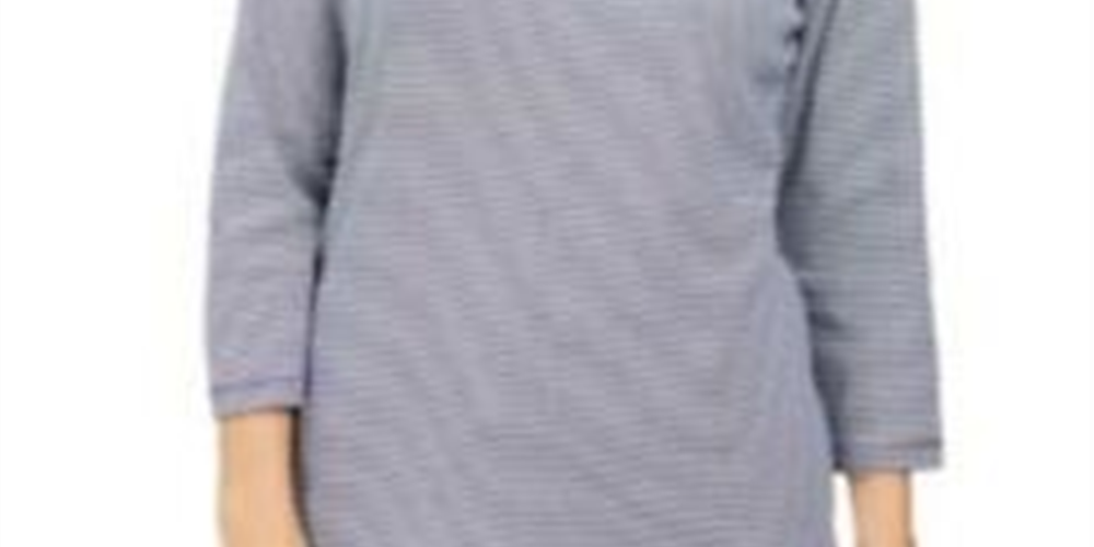 Karen Scott Women's Cotton Grommet Top Navy Size X-Small