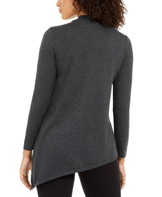 Alfani Women's Asymmetrical Beaded Sweater Dark Gray Size Small