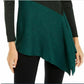 Alfani Women's Asymmetrical Colorblocked Shimmer Top Green Size Large
