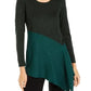 Alfani Women's Asymmetrical Colorblocked Shimmer Top Green Size Medium