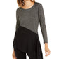 Alfani Women's Petite Colorblocked Asymmetrical Sweater Black Size Petite Large