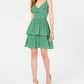 Bar III Women's Printed Ruffled Dress Green Size 8