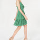 Bar III Women's Printed Ruffled Dress Green Size 8