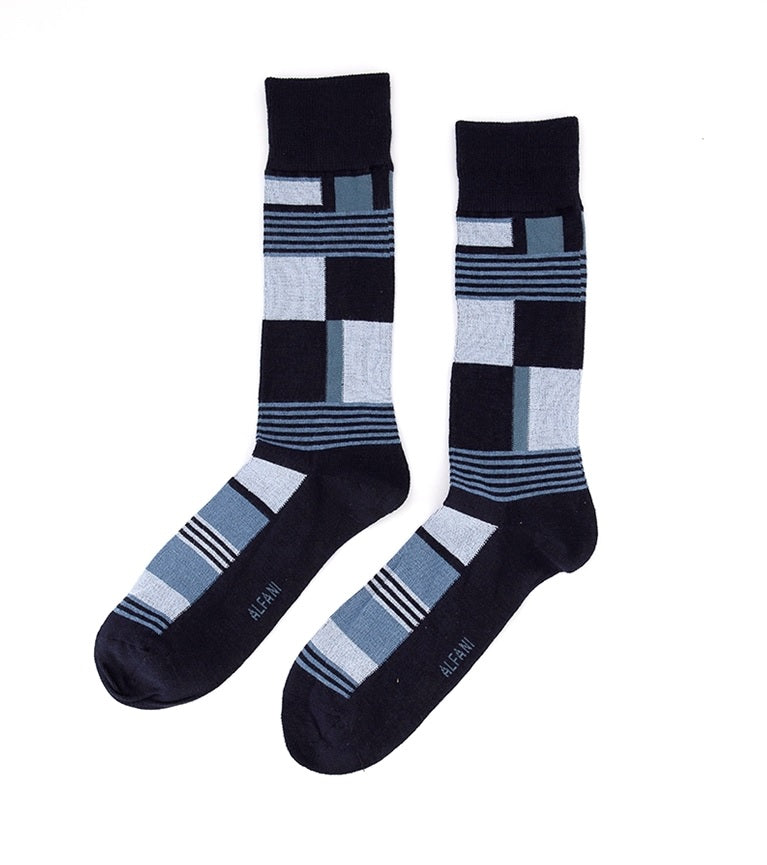 Alfani Men's Abstract Boxes Socks Navy Size Regular