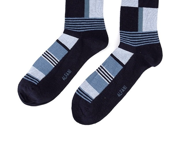 Alfani Men's Abstract Boxes Socks Navy Size Regular
