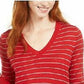 Maison Jules Women's Skinny-Striped Pullover Sweater Bright Red Size Large