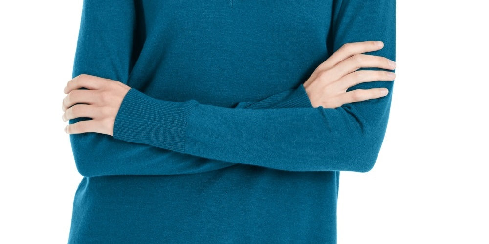 Maison Jules Women's V Neck Sweater Blue Size Large