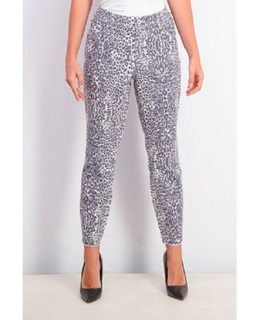 INC International Concepts Women's ncessential Leopard-Print Curvy-Fit Skinny Jeans Blue Size 2