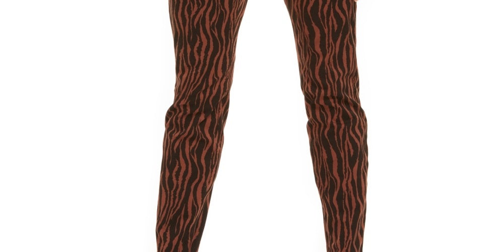 INC International Concepts Women's Printed Curvy Fit Skinny Jeans Brown Size 0