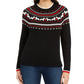 Charter Club Women's Fair Isle Crewneck Sweater Black Size Petite X-Large